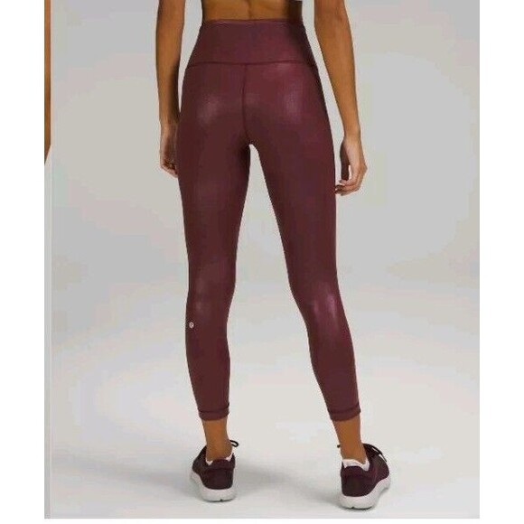 NWT Lululemon Wunder Train HR Tight 25" *Foil -Radiate Foil Print Red Merlot 2 - Picture 3 of 12